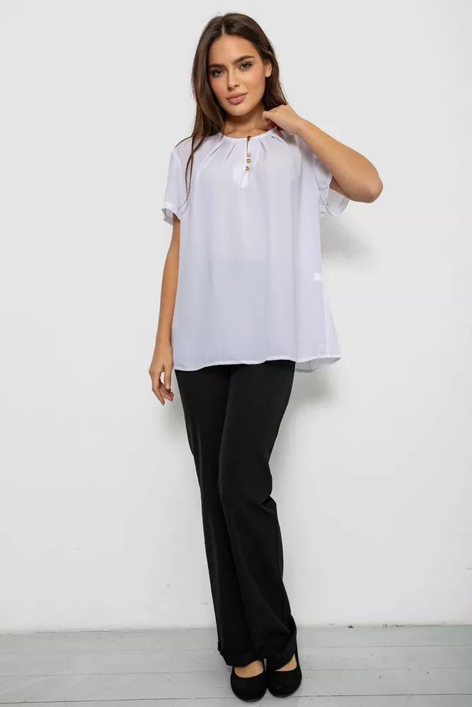 Купити Блуза однотонна  -уцінка, колір білий, 230R112-15-U-8 оптом - Фото №2