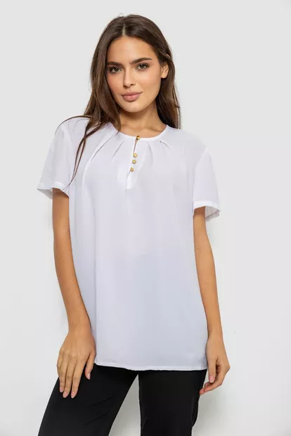 Блуза однотонна  -уцінка, колір білий, 230R112-15-U-8