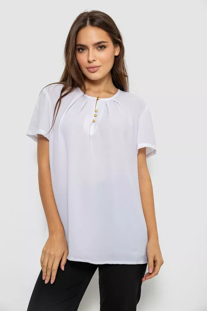Купити Блуза однотонна  -уцінка, колір білий, 230R112-15-U-8 оптом - Фото №1