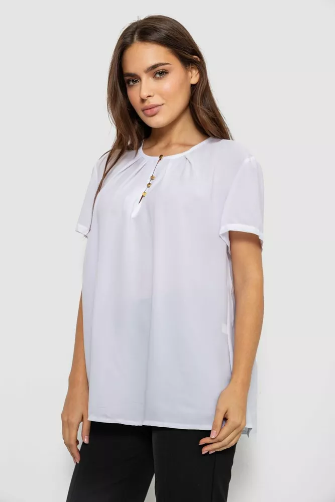 Купить Блуза однотонная  -уценка, цвет белый, 230R112-15-U-9 - Фото №3