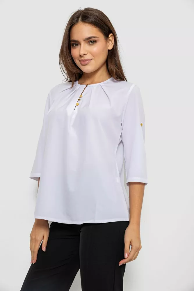 Купить Блуза однотонная   -уценка, цвет белый, 230R112-10-U - Фото №3