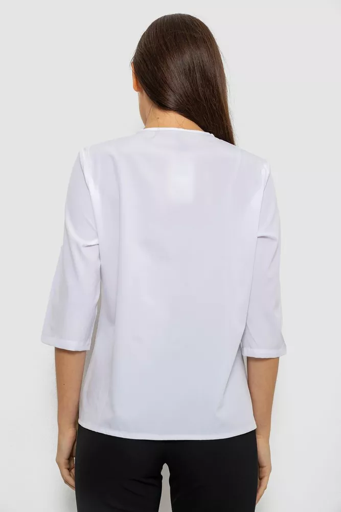 Купити Блуза однотонна  -уцінка, колір білий, 230R112-10-U-1 - Фото №4