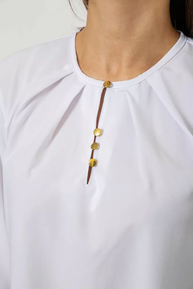 Купити Блуза однотонна  -уцінка, колір білий, 230R112-10-U-1 - Фото №5