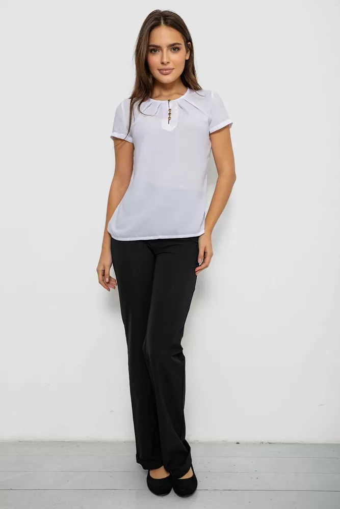 Купить Блуза однотонная  -уценка, цвет белый, 230R112-U-9 - Фото №2