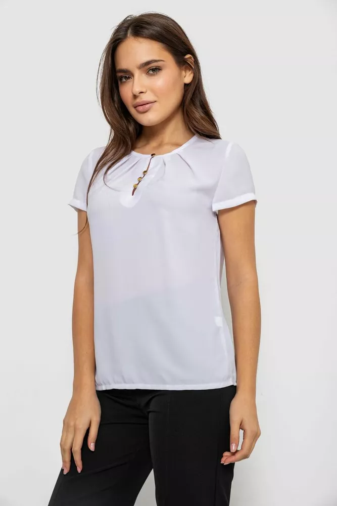 Купить Блуза однотонная  -уценка, цвет белый, 230R112-U-9 - Фото №3