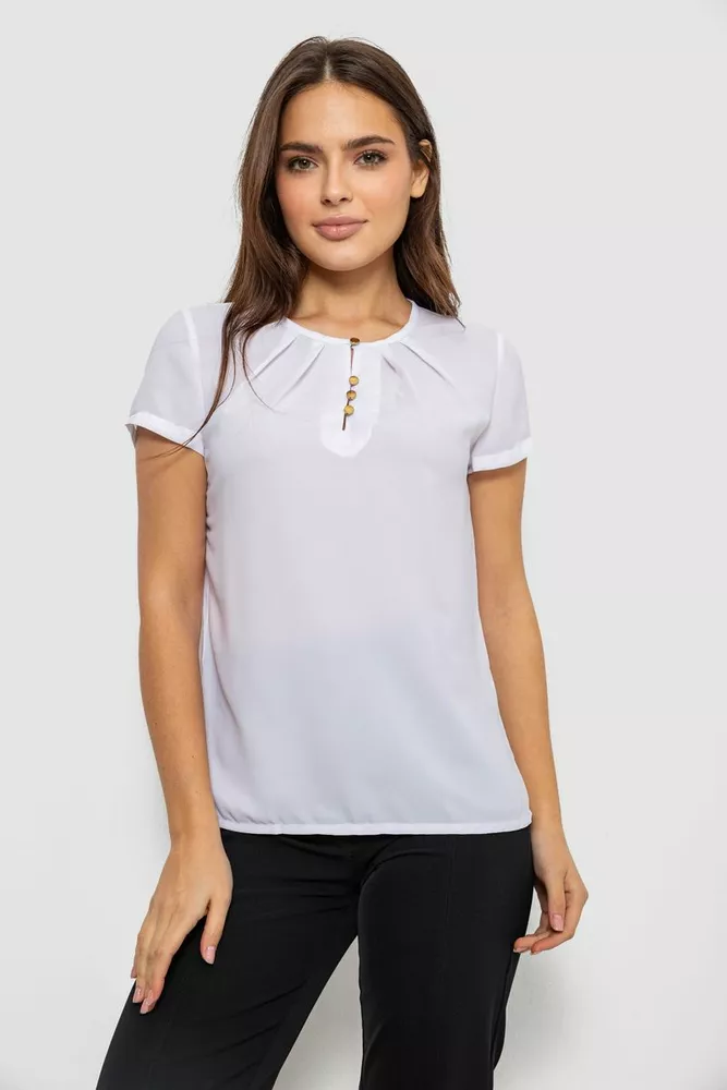 Купить Блуза однотонная  -уценка, цвет белый, 230R112-U-9 - Фото №1