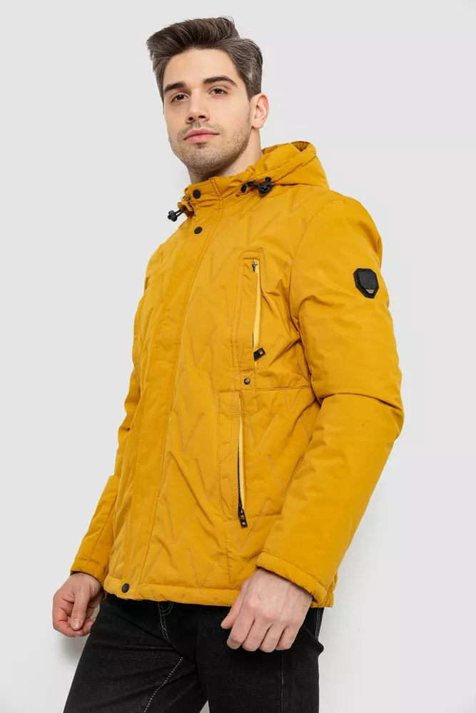 Купити Куртка чоловіча демісезонна з капюшоном, колір жовтий, 244RL9159AL - Фото №3