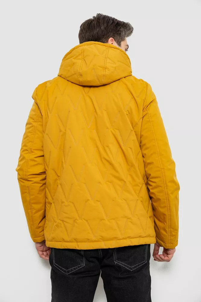 Купити Куртка чоловіча демісезонна з капюшоном, колір жовтий, 244RL9159AL - Фото №4