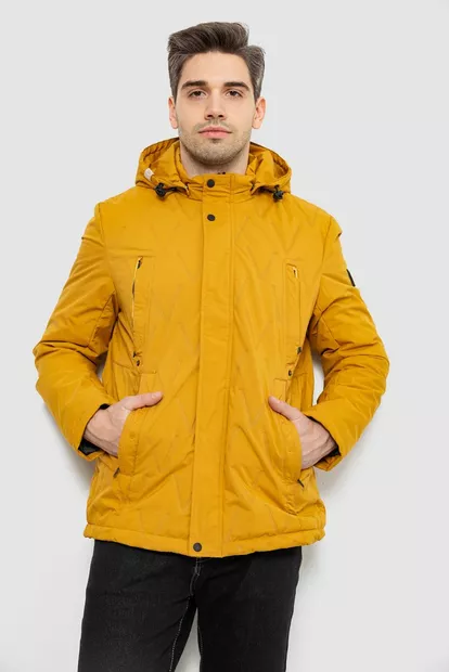 Куртка мужская демисезонная с капюшоном, цвет желтый, 244RL9159AL