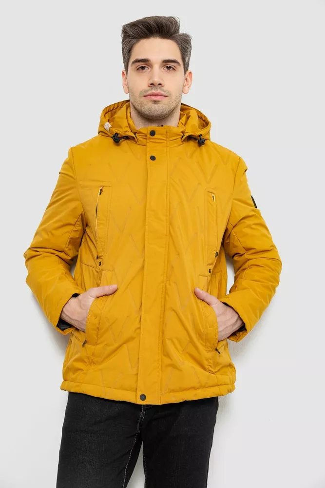 Купити Куртка чоловіча демісезонна з капюшоном, колір жовтий, 244RL9159AL - Фото №1