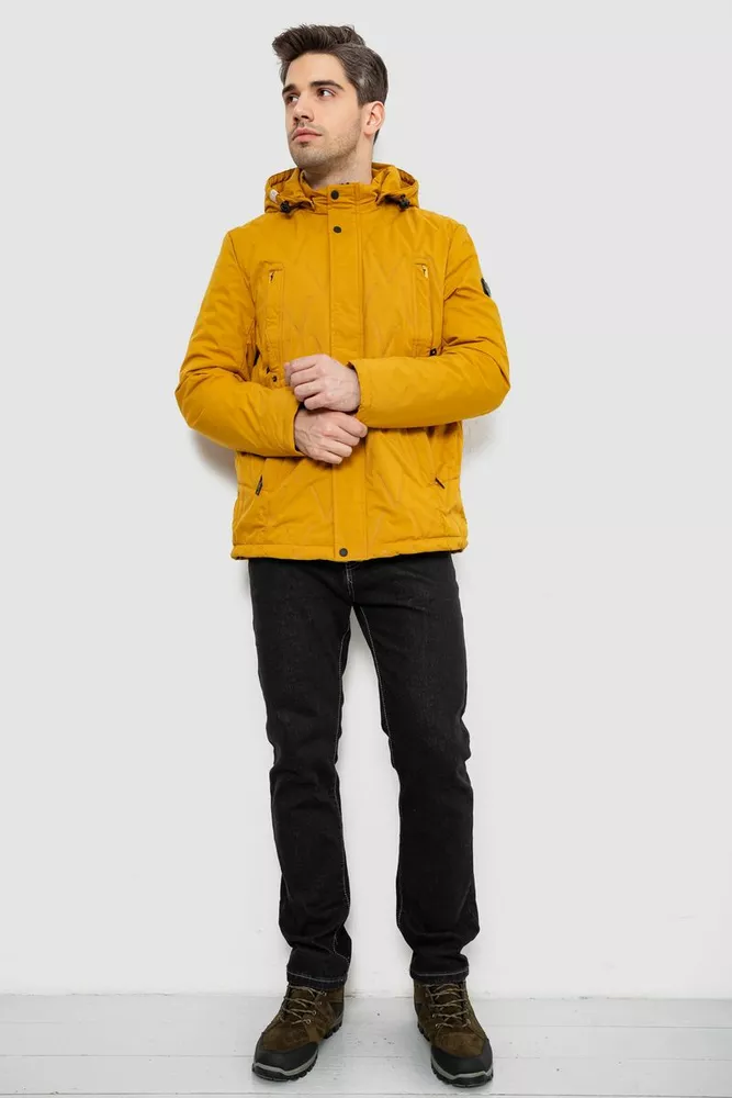 Купити Куртка чоловіча демісезонна з капюшоном, колір жовтий, 244RL9159AL - Фото №2