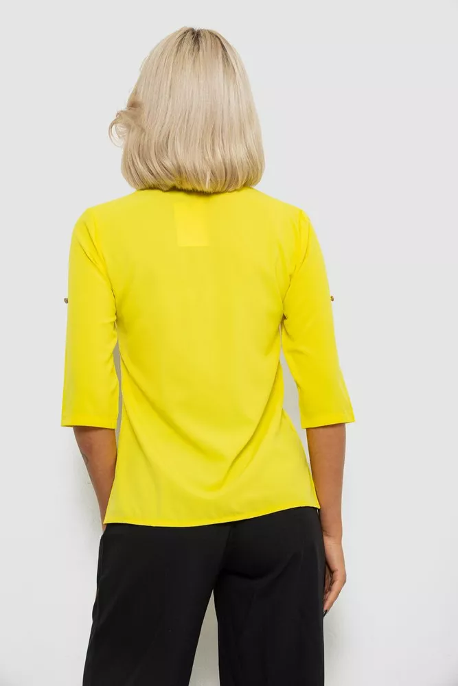 Купить Блуза классическая однотонная  -уценка, цвет желтый, 230R1110-U-38 - Фото №4