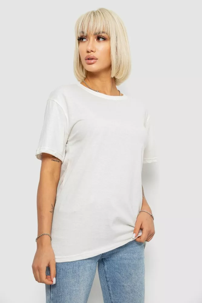 Купити Футболка жіноча однотонна, колір молочний, 129R8900-2 - Фото №3