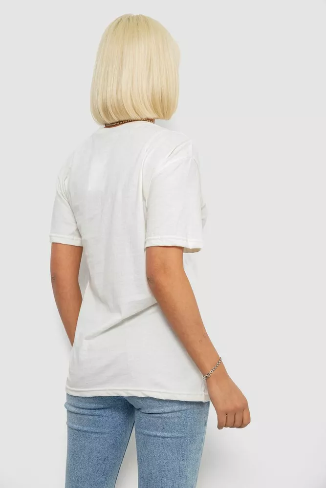 Купити Футболка жіноча однотонна, колір молочний, 129R8900-2 - Фото №4