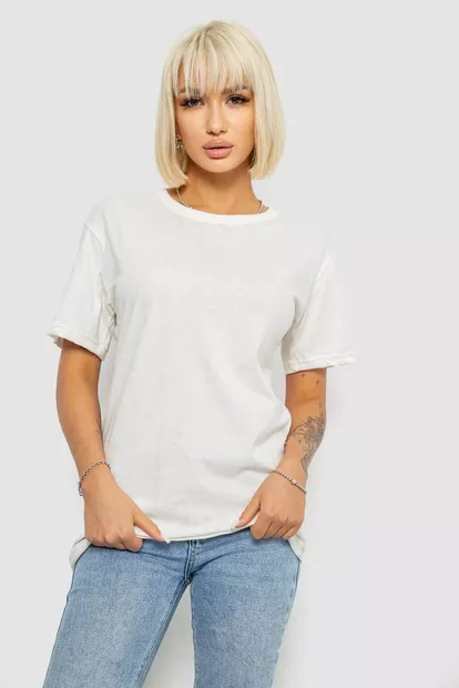 Футболка жіноча однотонна, колір молочний, 129R8900-2