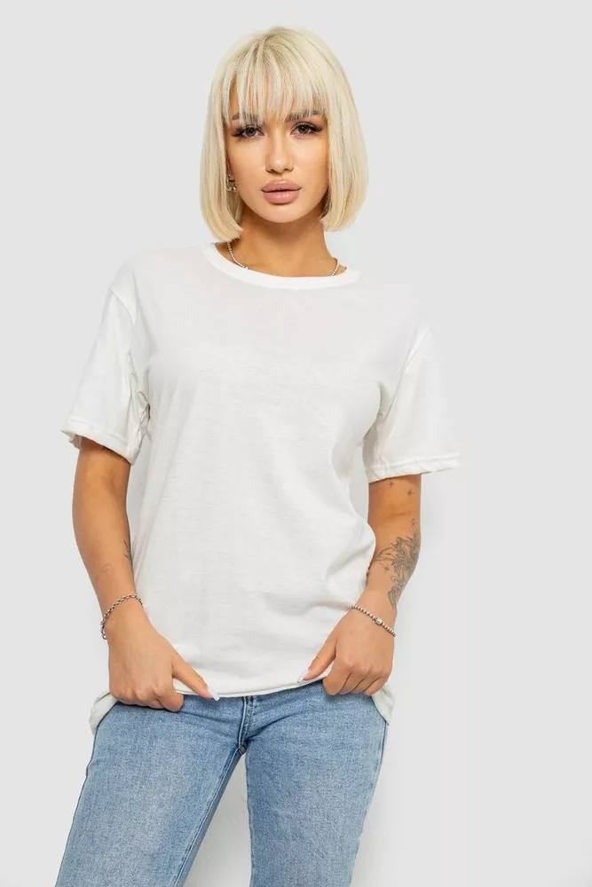 Купити Футболка жіноча однотонна, колір молочний, 129R8900-2 - Фото №1