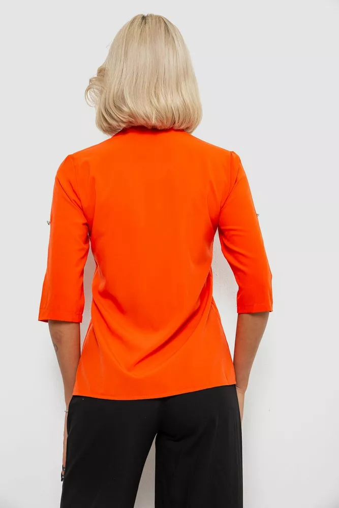 Купить Блуза классическая однотонная  -уценка, цвет оранжевый, 230R1110-U-37 - Фото №4