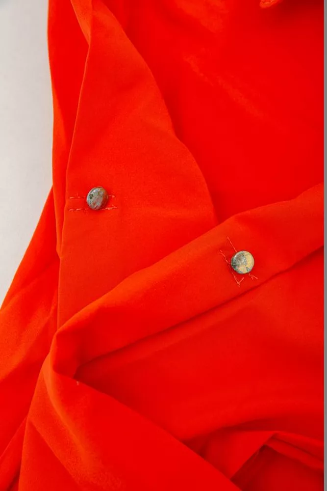 Купить Блуза классическая однотонная  -уценка, цвет оранжевый, 230R1110-U-37 - Фото №6