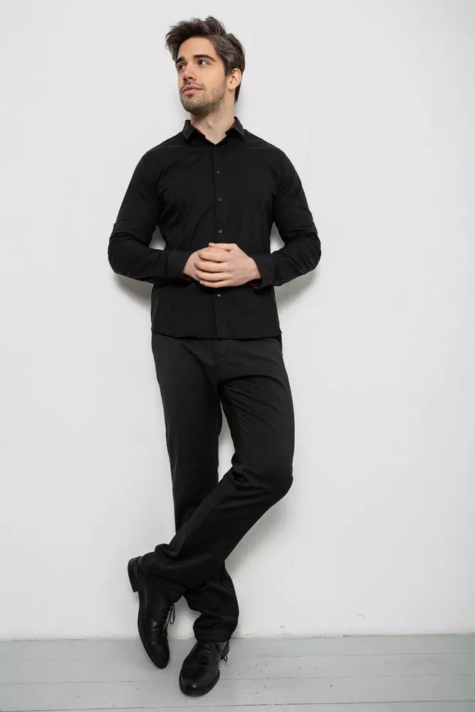 Купить Рубашка мужская однотонная, цвет черный, 186R2066 - Фото №2