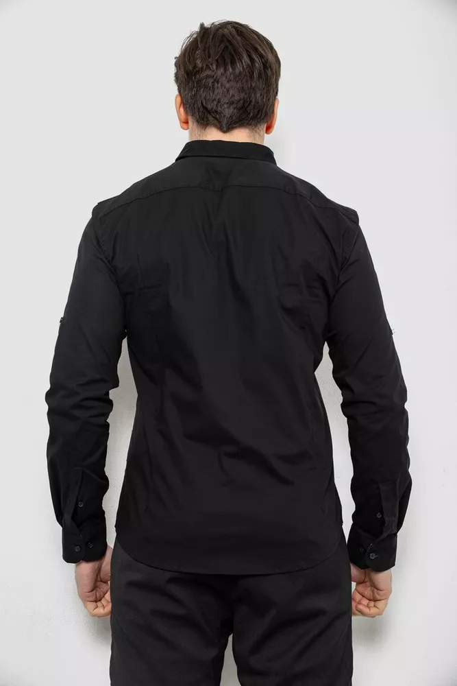 Купить Рубашка мужская однотонная, цвет черный, 186R2066 - Фото №4
