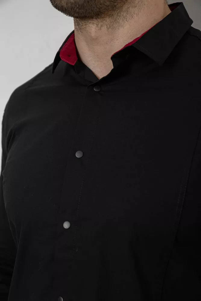 Купить Рубашка мужская однотонная, цвет черный, 186R2066 - Фото №5