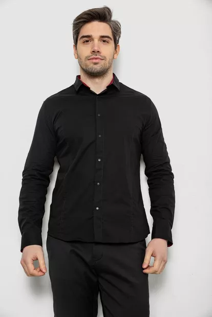 Рубашка мужская однотонная, цвет черный, 186R2066