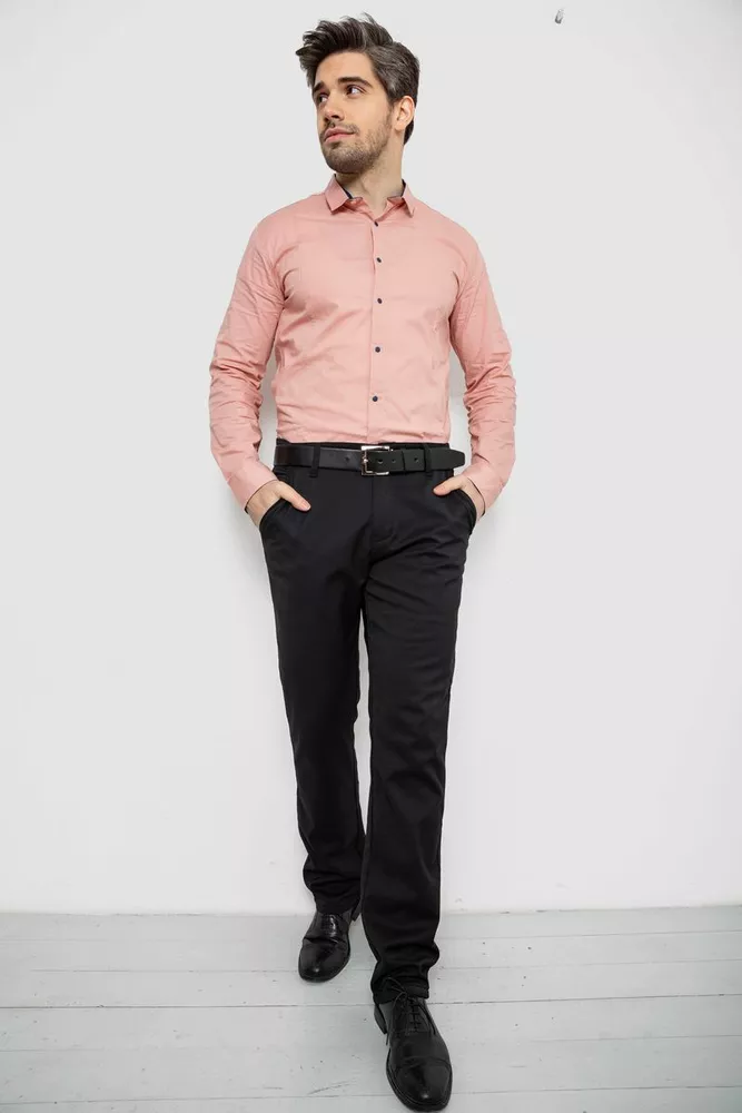 Купить Рубашка мужская однотонная, цвет пудровый, 186R2066 - Фото №2