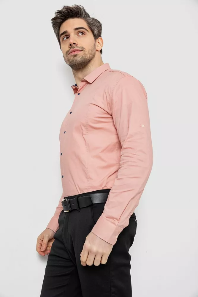 Купить Рубашка мужская однотонная, цвет пудровый, 186R2066 - Фото №3