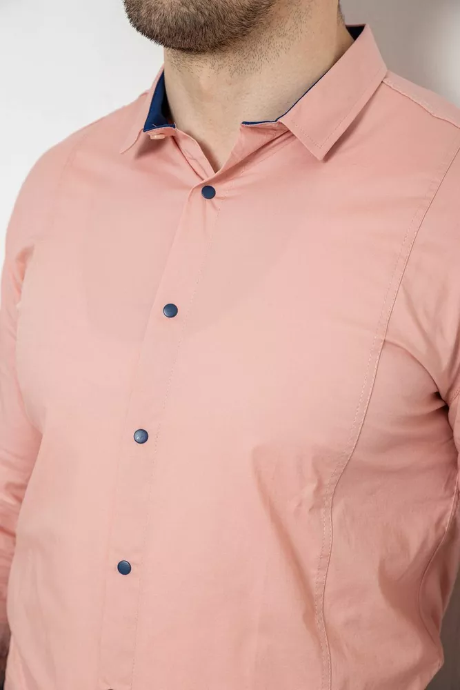 Купить Рубашка мужская однотонная, цвет пудровый, 186R2066 - Фото №5