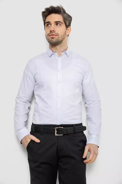 Рубашка мужская однотонная, цвет белый, 186R2066