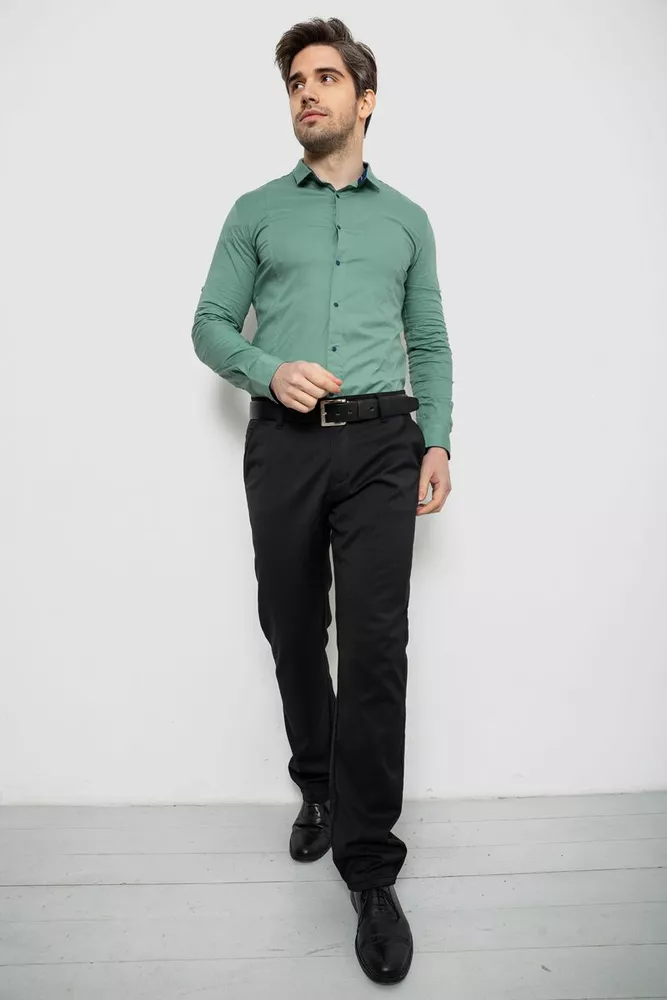 Купить Рубашка мужская однотонная, цвет оливковый, 186R2066 - Фото №2