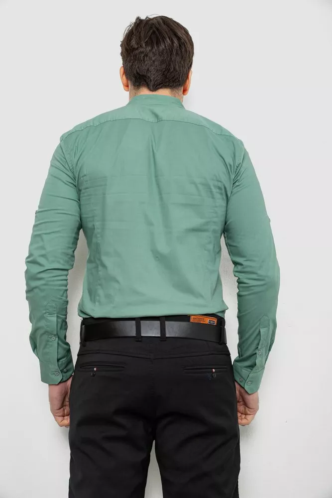 Купить Рубашка мужская однотонная, цвет оливковый, 186R2066 - Фото №4