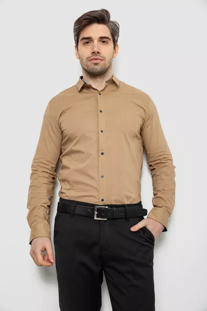 Рубашка мужская однотонная, цвет бежевый, 186R2066