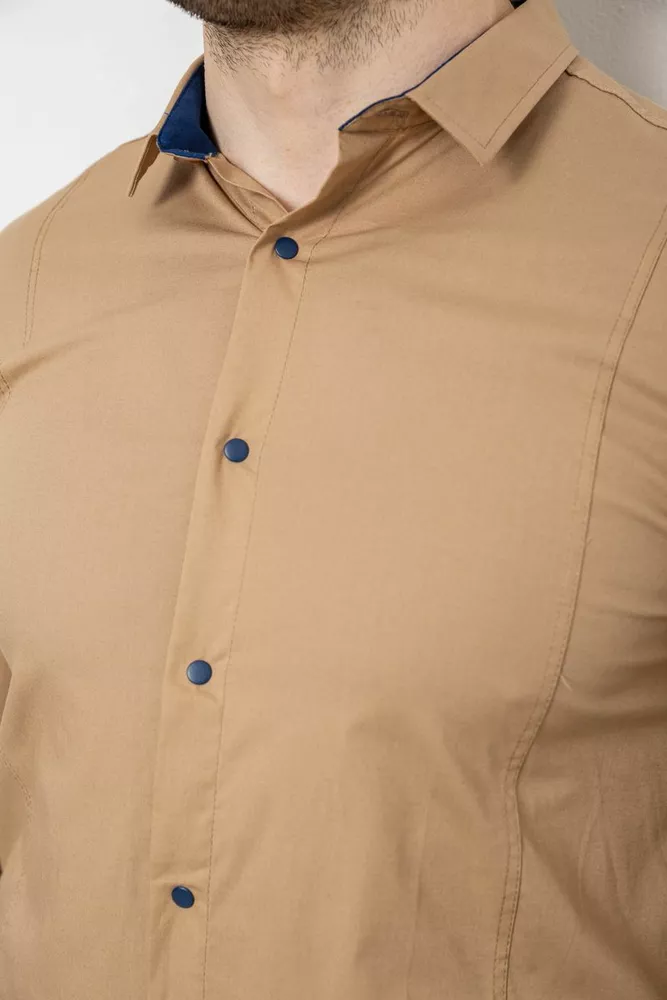 Купить Рубашка мужская однотонная, цвет бежевый, 186R2066 оптом - Фото №5