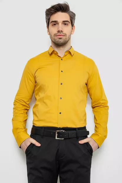 Сорочка чоловіча однотонна, колір гірчичний, 186R2066