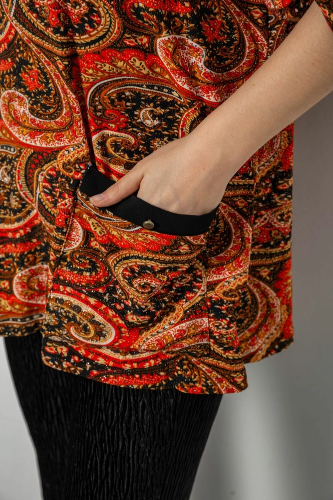 Купить Блузка женская с принтом, цвет красный, 230R1501 - Фото №6
