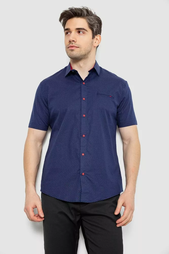 Купить Рубашка мужская с принтом, цвет синий, 214R7329 - Фото №1