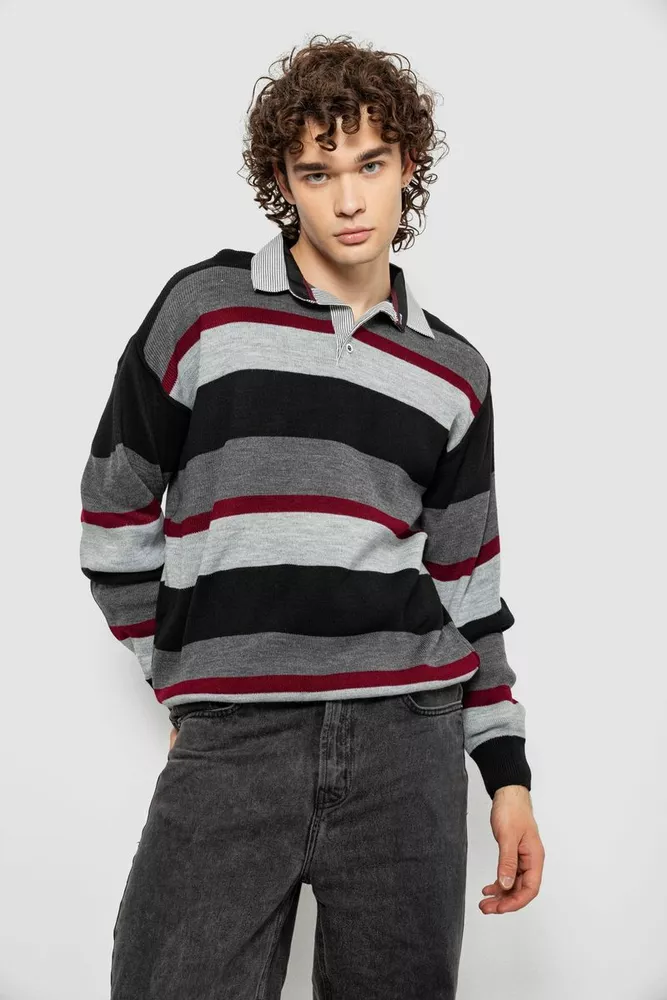 Купить Свитер-обманка мужской, цвет серо-черный, 161R901-2 - Фото №1