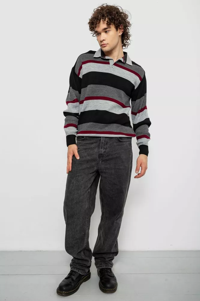 Купить Свитер-обманка мужской, цвет серо-черный, 161R901-2 - Фото №2