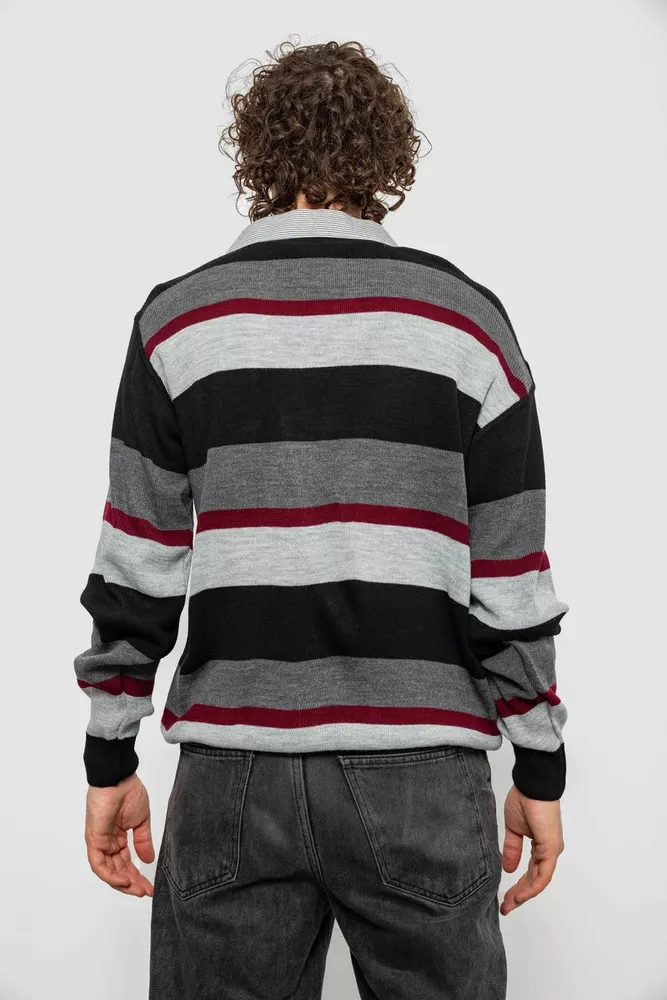 Купить Свитер-обманка мужской, цвет серо-черный, 161R901-2 - Фото №4