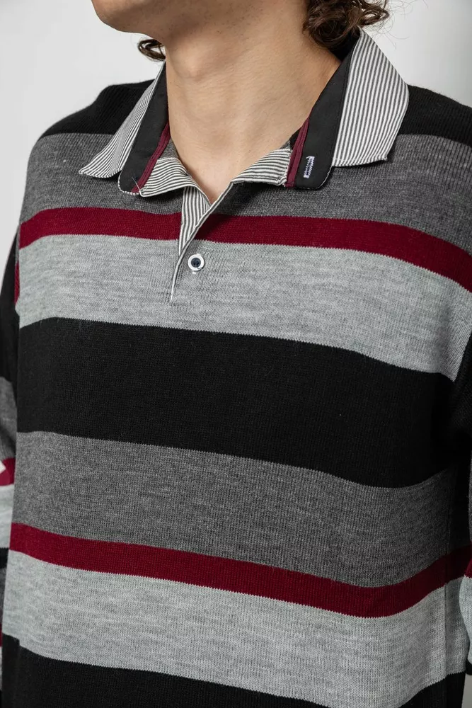 Купить Свитер-обманка мужской, цвет серо-черный, 161R901-2 - Фото №5