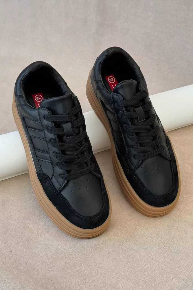 Купити Кросівки жіночі демісезонні, колір чорно-бежевий, 248RCX1590 - Фото №3