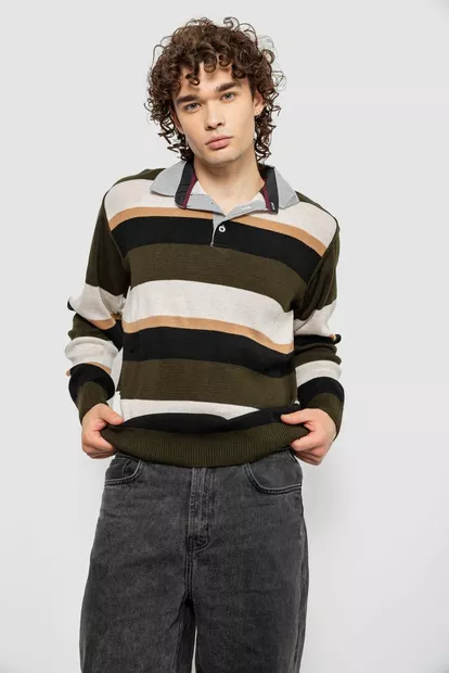 Свитер-обманка мужской, цвет бежево-черный, 161R901-2