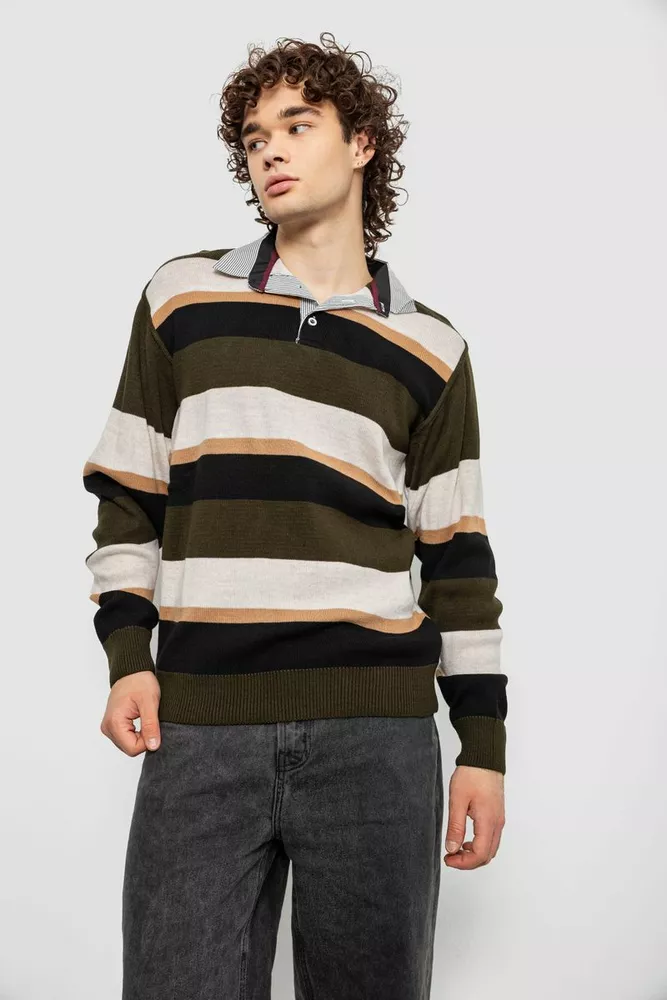 Купить Свитер-обманка мужской, цвет бежево-черный, 161R901-2 - Фото №2