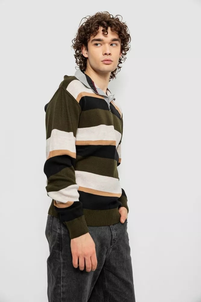 Купить Свитер-обманка мужской, цвет бежево-черный, 161R901-2 - Фото №4