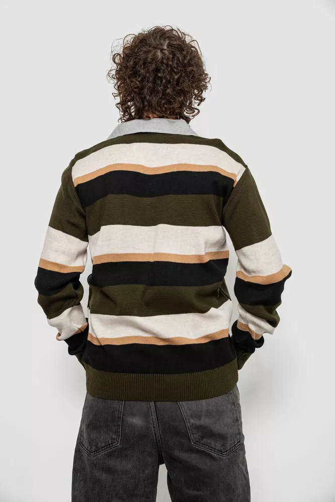 Купить Свитер-обманка мужской, цвет бежево-черный, 161R901-2 - Фото №5