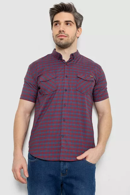 Рубашка мужская в клетку, цвет джинс, 186R6918-10