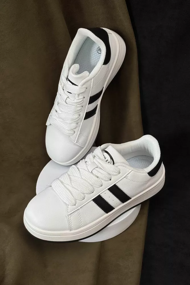 Купити Кеди жіночі, колір біло-чорний, 248RJH100-9 оптом - Фото №1