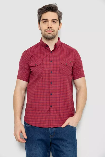 Рубашка мужская в клетку, цвет бордовый, 186R6918-10