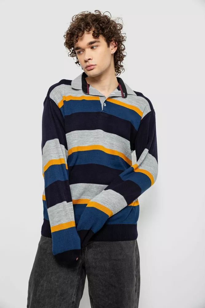 Купить Свитер-обманка мужской, цвет серо-синий, 161R901-2 - Фото №6